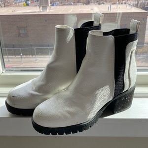 MIA White Leather Booties